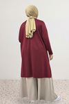 68106 Büyük Beden Eteği Oval Kesim Modal Tunik - Bordo