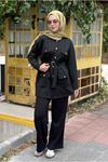 27K5347 - SİYAH - MY MAGAZİN - GOLD DÜĞME SCUBA CEKET 