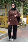 27K5347 - KAHVE - MY MAGAZİN - GOLD DÜĞME SCUBA CEKET