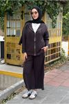 27K2257 - ANTRASİT - MY MAGAZİN - MODAL KUMAŞ  BOL PAÇA PANTOLONLU İKİLİ TAKIM
