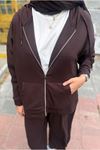 27K2257 - KAHVE - MY MAGAZİN - MODAL KUMAŞ  BOL PAÇA PANTOLONLU İKİLİ TAKIM