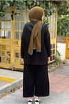27K2257 - SİYAH - MY MAGAZİN - MODAL KUMAŞ  BOL PAÇA PANTOLONLU İKİLİ TAKIM