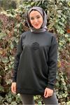 27K4445 - SİYAH - MY MAGAZİN - ÇİÇEK TAŞ İŞLEMELİ SCUBA SWEAT